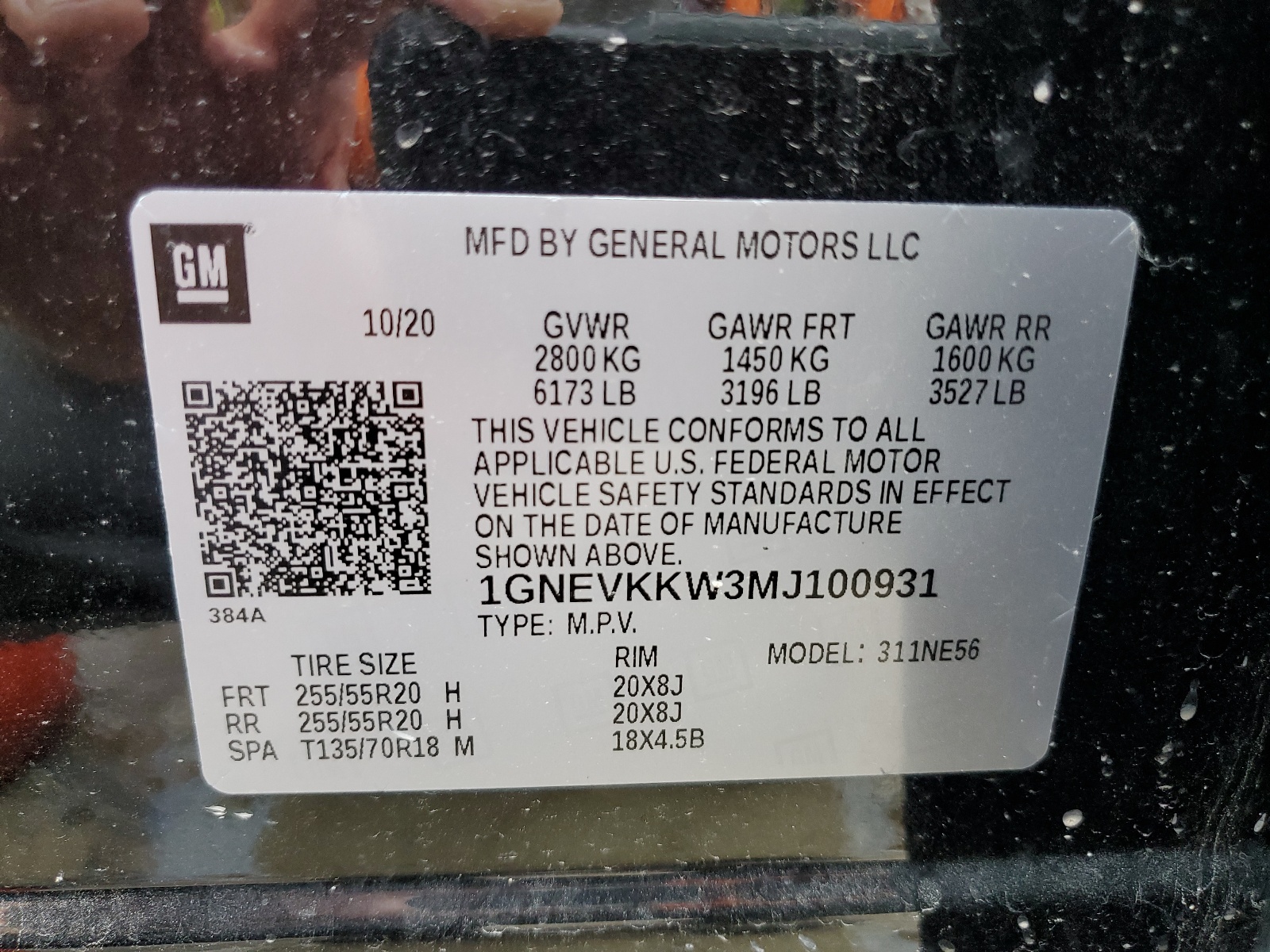 1GNEVKKW3MJ100931 2021 Chevrolet Traverse Premier