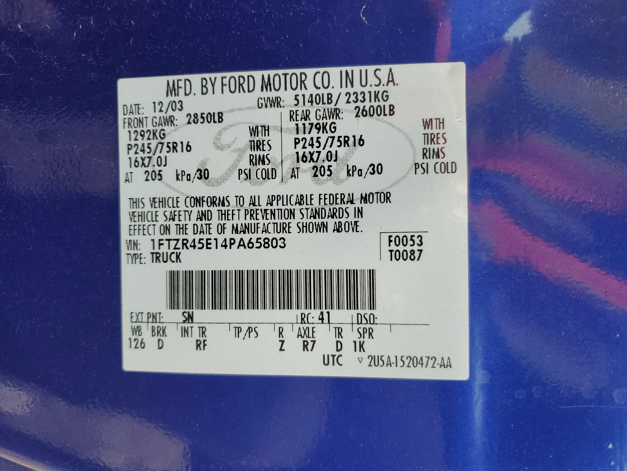 1FTZR45E14PA65803 2004 Ford Ranger Super Cab