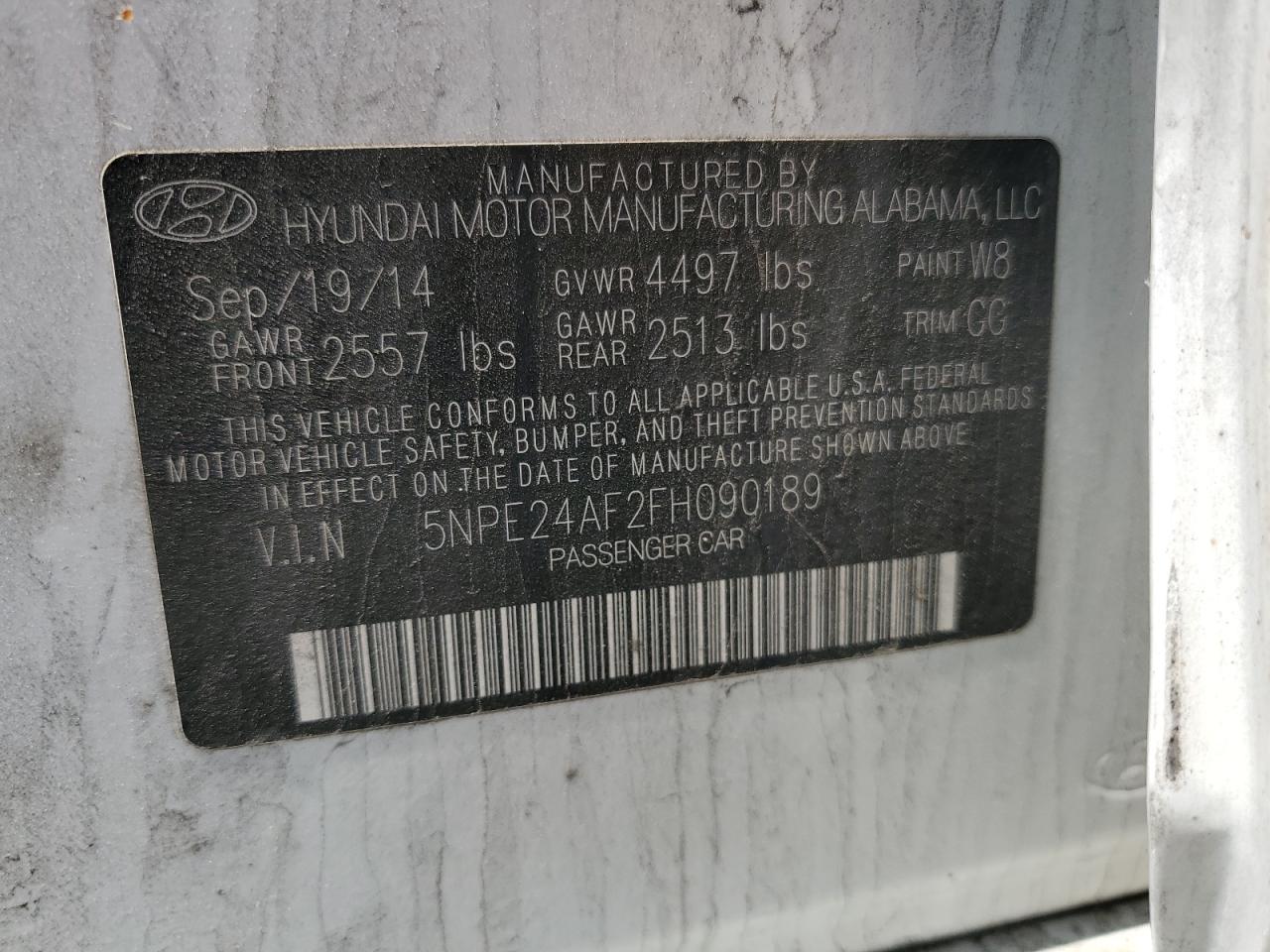 2015 Hyundai Sonata Se VIN: 5NPE24AF2FH090189 Lot: 67156104