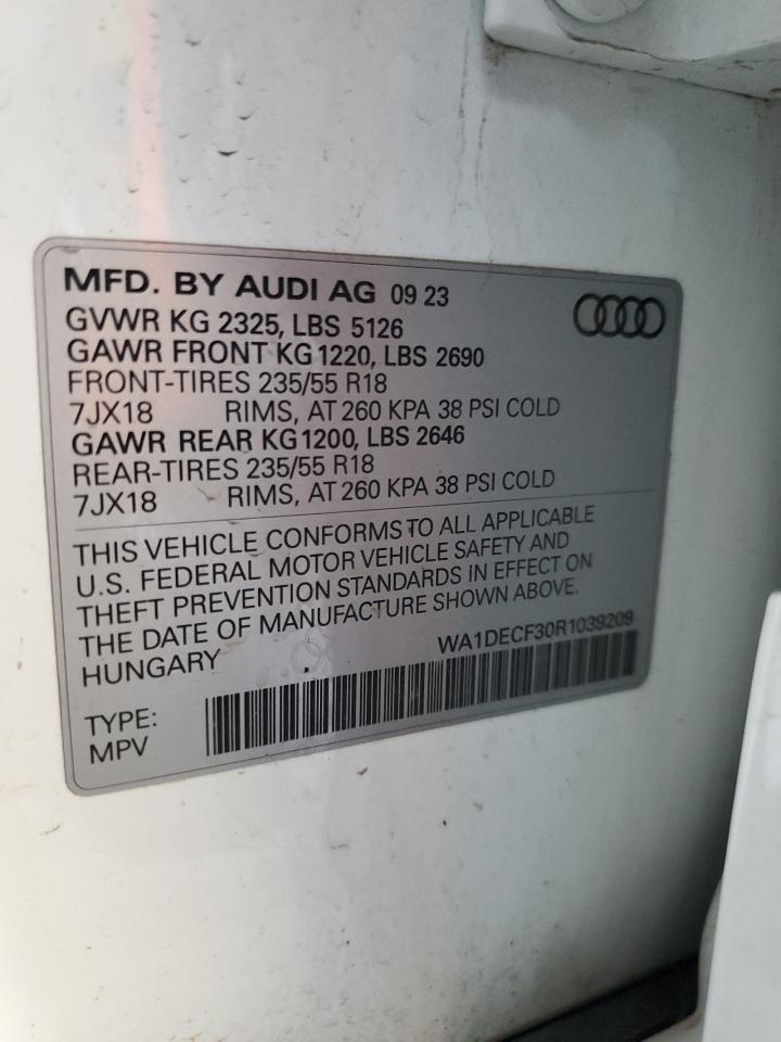 2024 Audi Q3 Premium S Line 45 VIN: WA1DECF30R1039209 Lot: 68562694