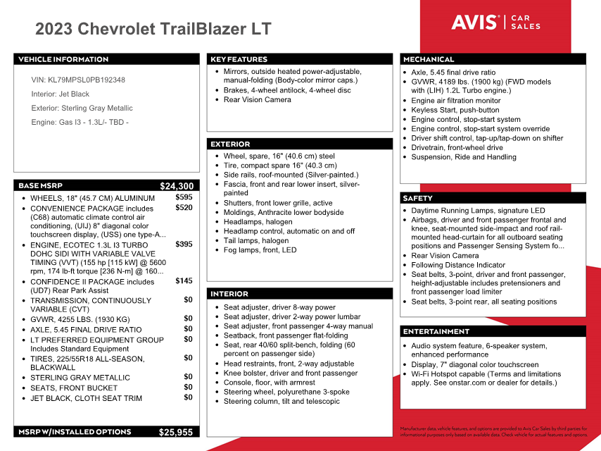 KL79MPSL0PB192348 2023 Chevrolet Trailblazer Lt