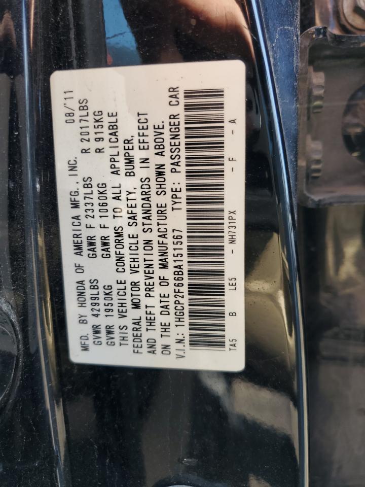 1HGCP2F66BA151567 2011 Honda Accord Se