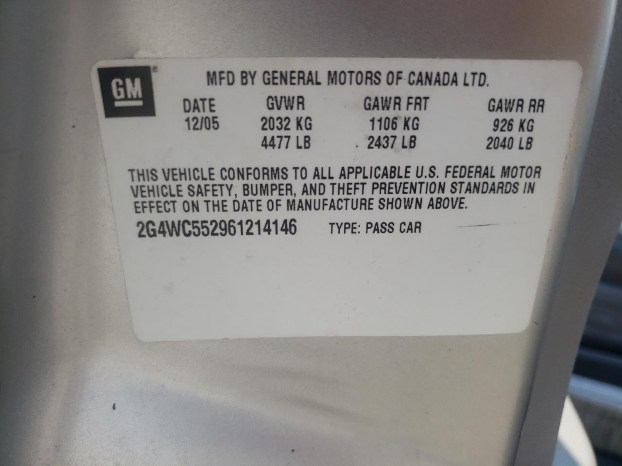 2G4WC552961214146 2006 Buick Lacrosse Cx