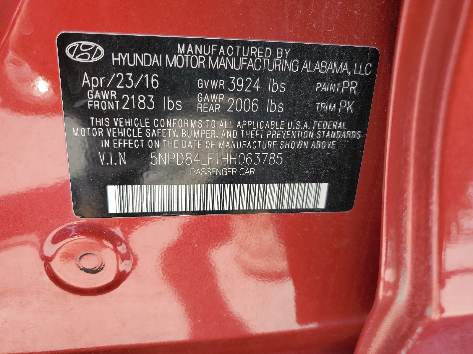 5NPD84LF1HH063785 2017 Hyundai Elantra Se