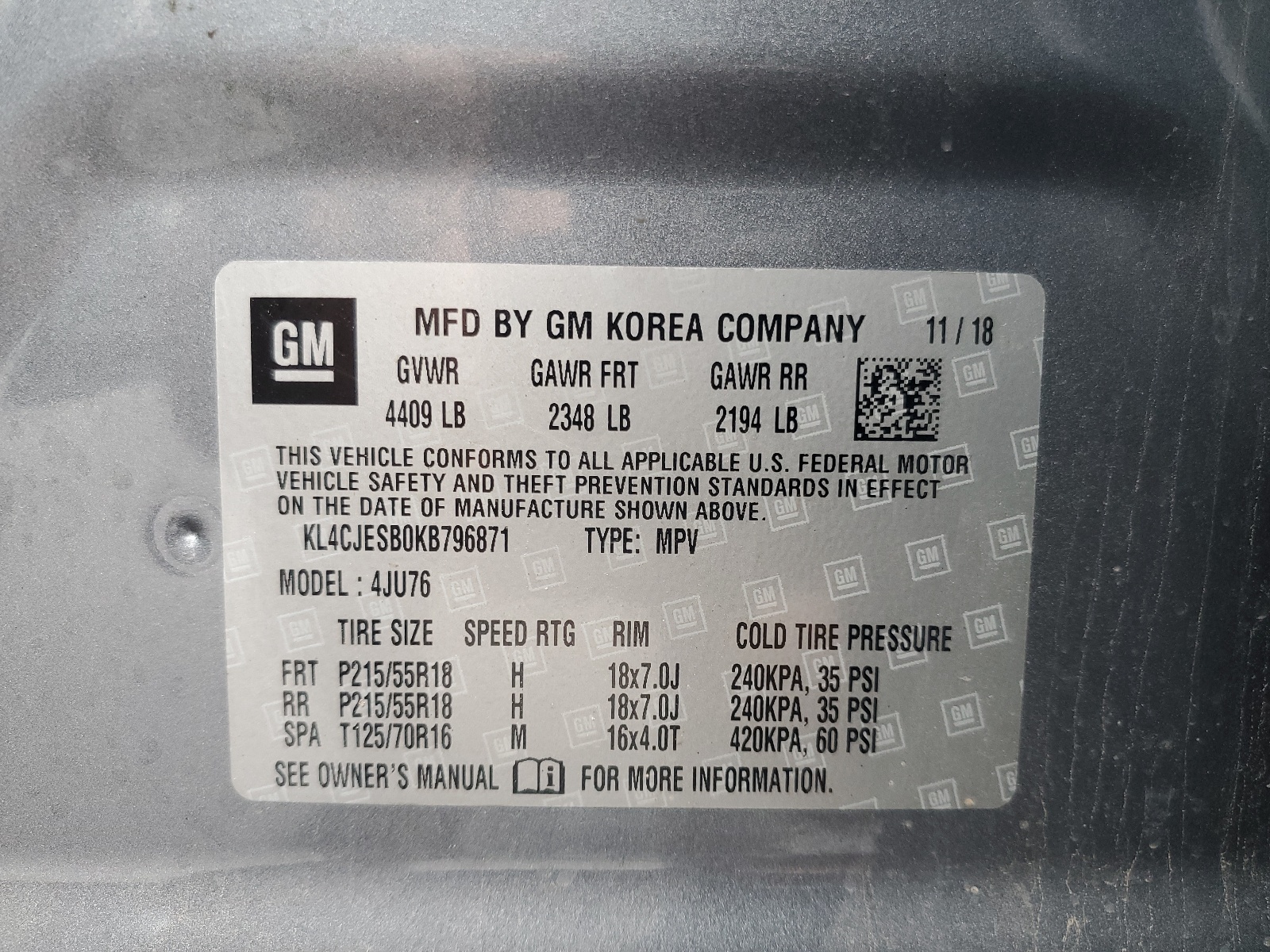 KL4CJESB0KB796871 2019 Buick Encore Preferred