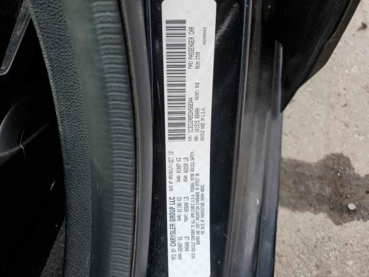 2013 Dodge Avenger Se VIN: 1C3CDZAB5DN568344 Lot: 67920134