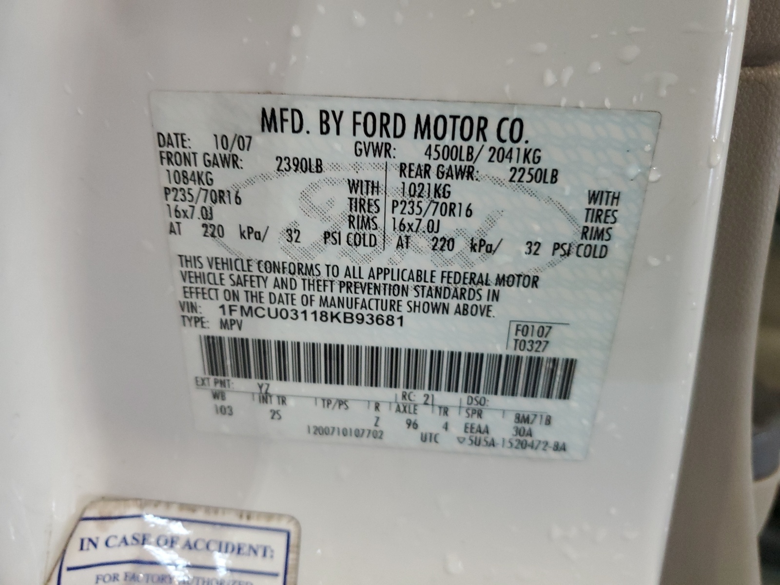 1FMCU03118KB93681 2008 Ford Escape Xlt