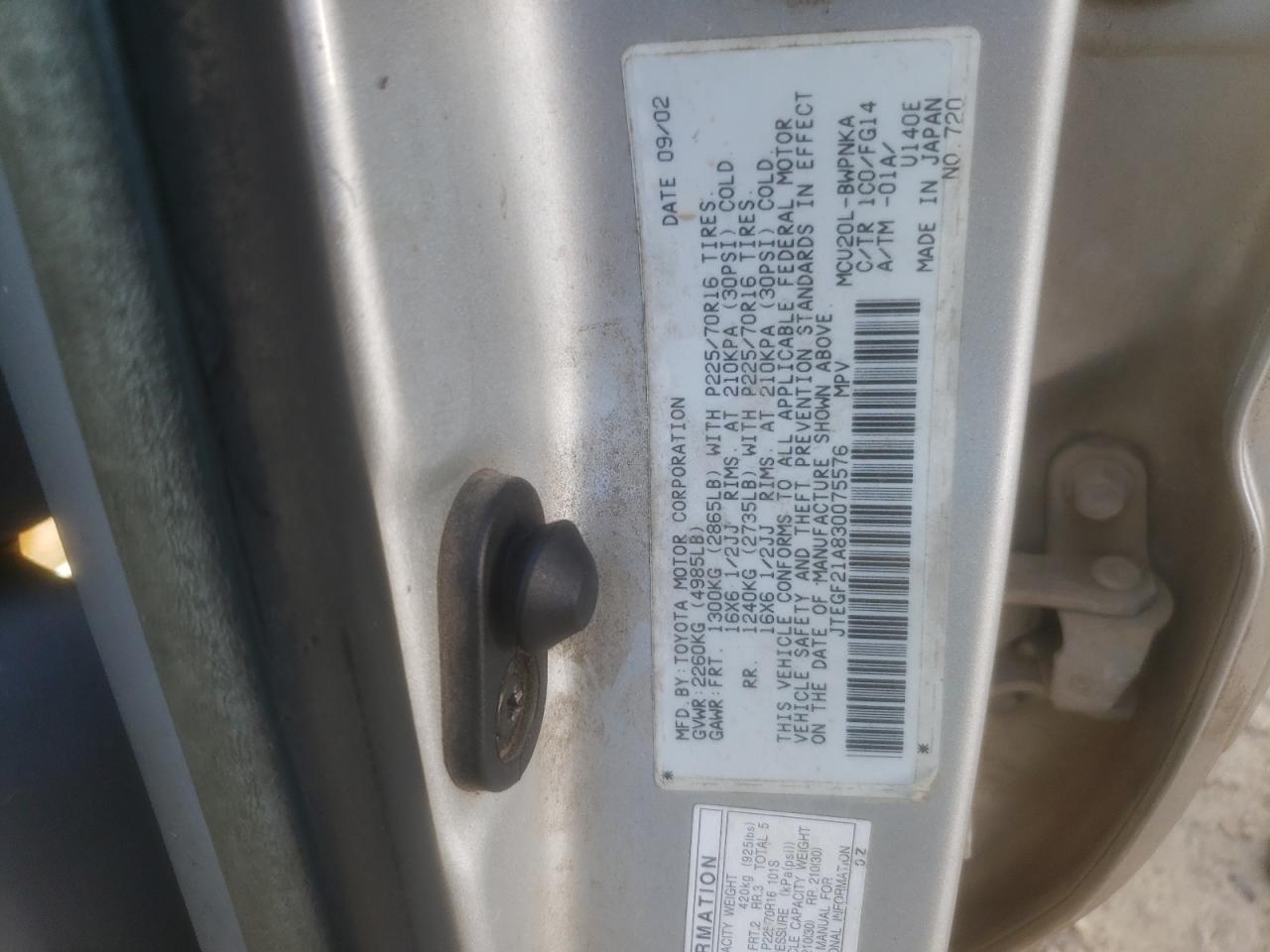 2003 Toyota Highlander Limited VIN: JTEGF21A830075576 Lot: 65372254