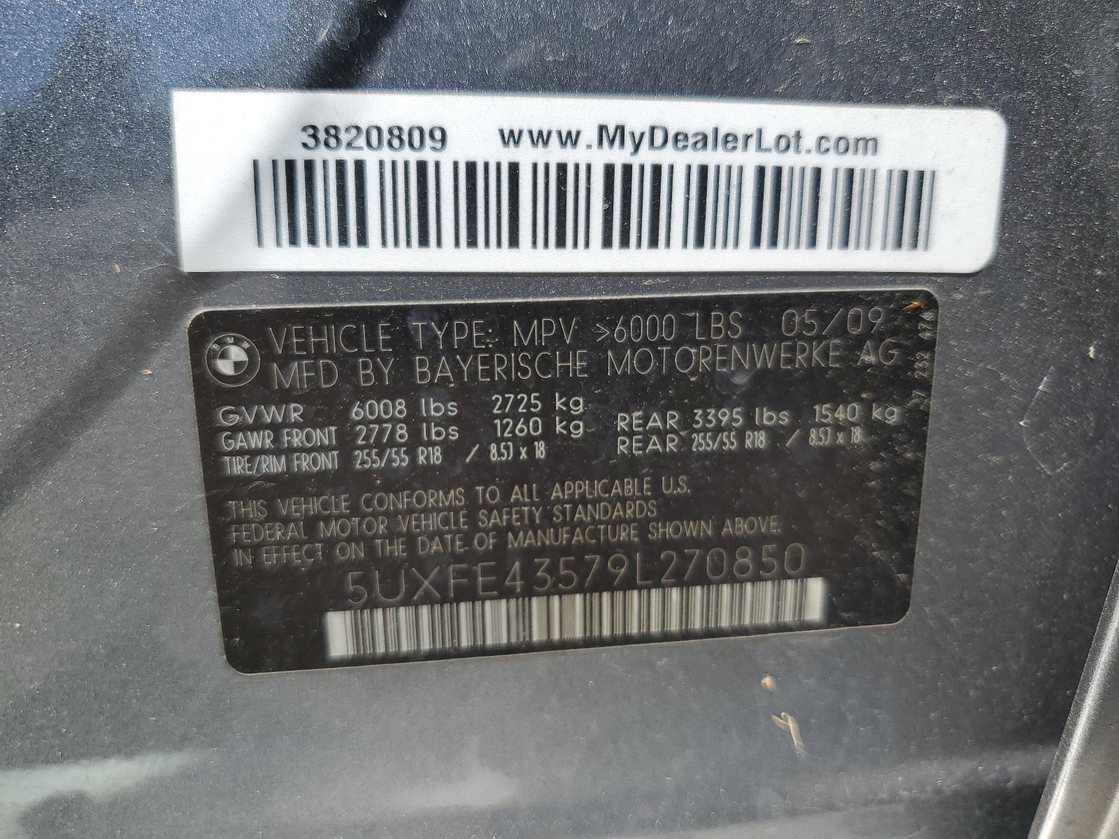 5UXFE43579L270850 2009 BMW X5 xDrive30I