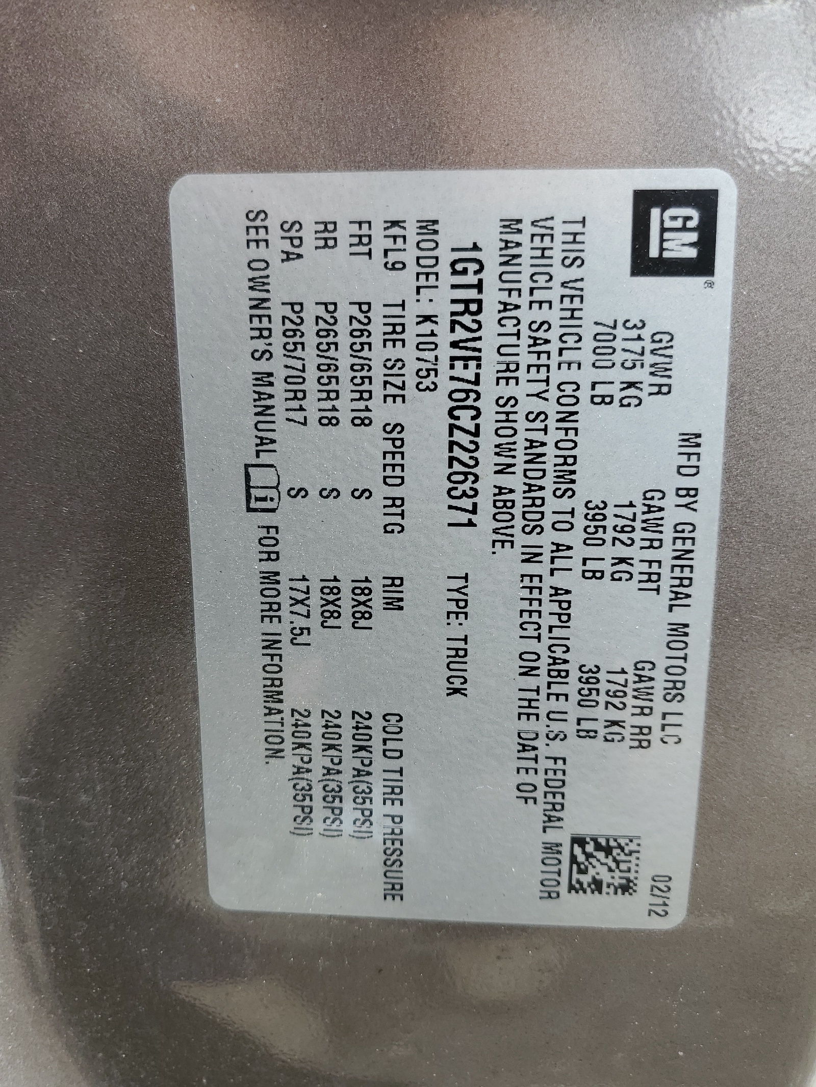 1GTR2VE76CZ226371 2012 GMC Sierra K1500 Sle