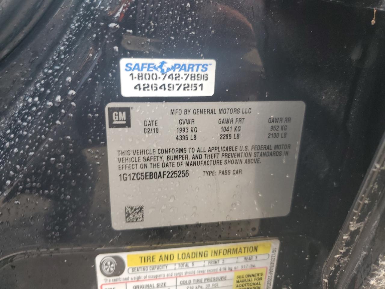 2010 Chevrolet Malibu 1Lt VIN: 1G1ZC5EB0AF225256 Lot: 67740654