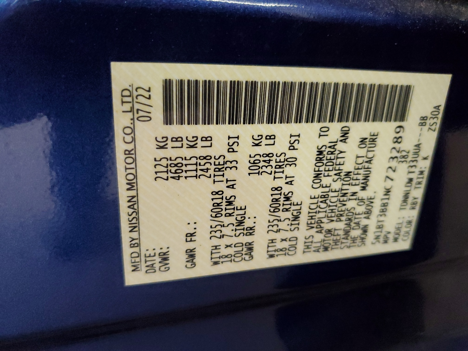 5N1BT3BB1NC723289 2022 Nissan Rogue Sv