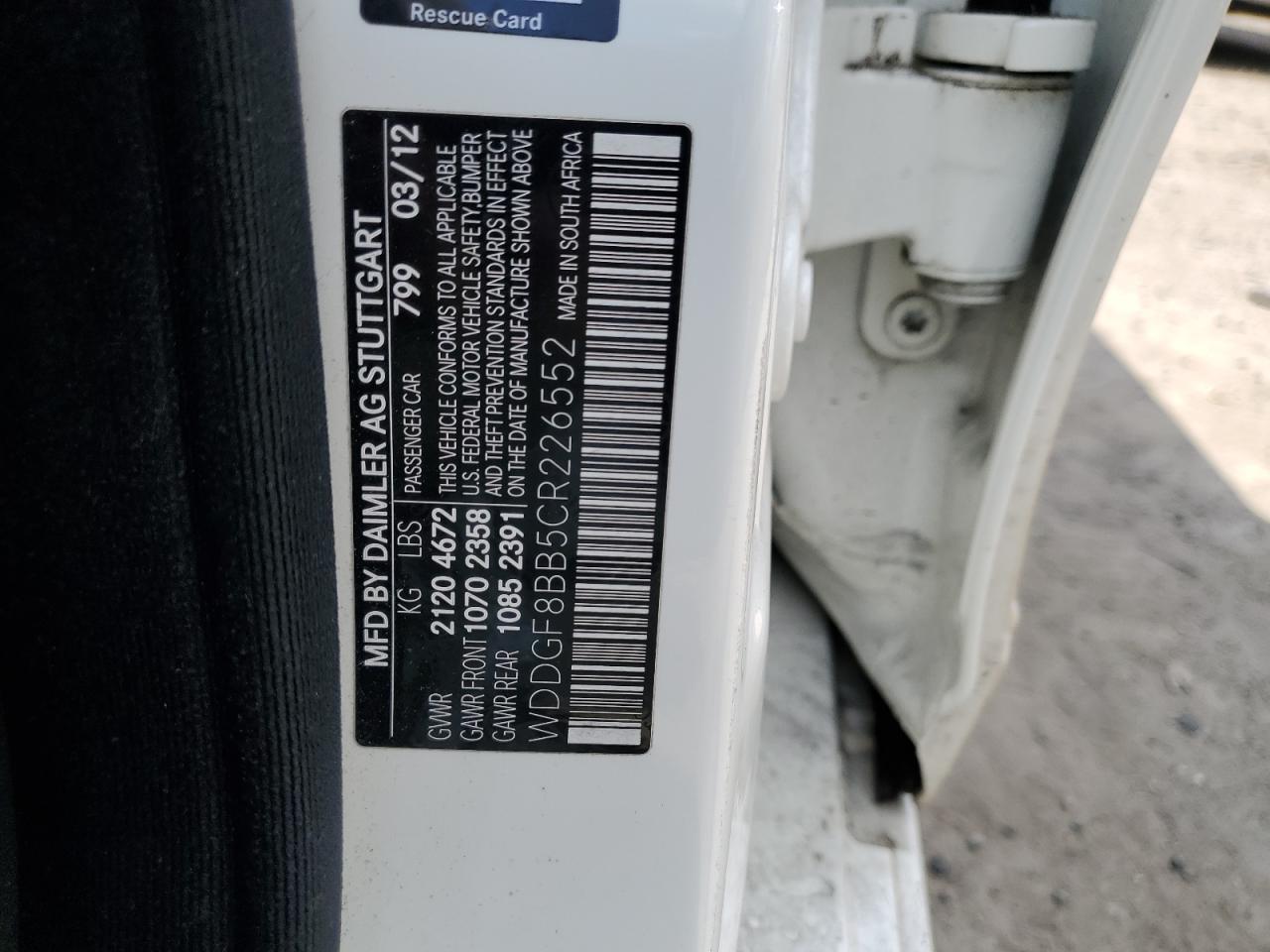 2012 Mercedes-Benz C 300 4Matic VIN: WDDGF8BB5CR226552 Lot: 66231094