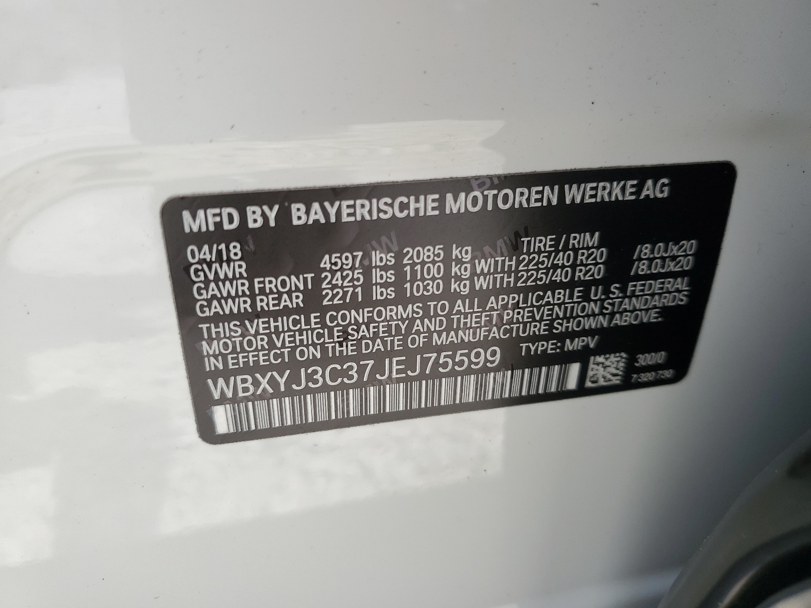 WBXYJ3C37JEJ75599 2018 BMW X2 Sdrive28I