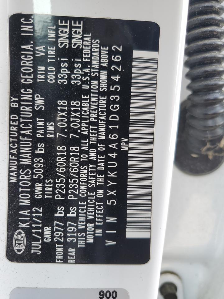 2013 Kia Sorento Ex VIN: 5XYKU4A61DG354262 Lot: 67412434