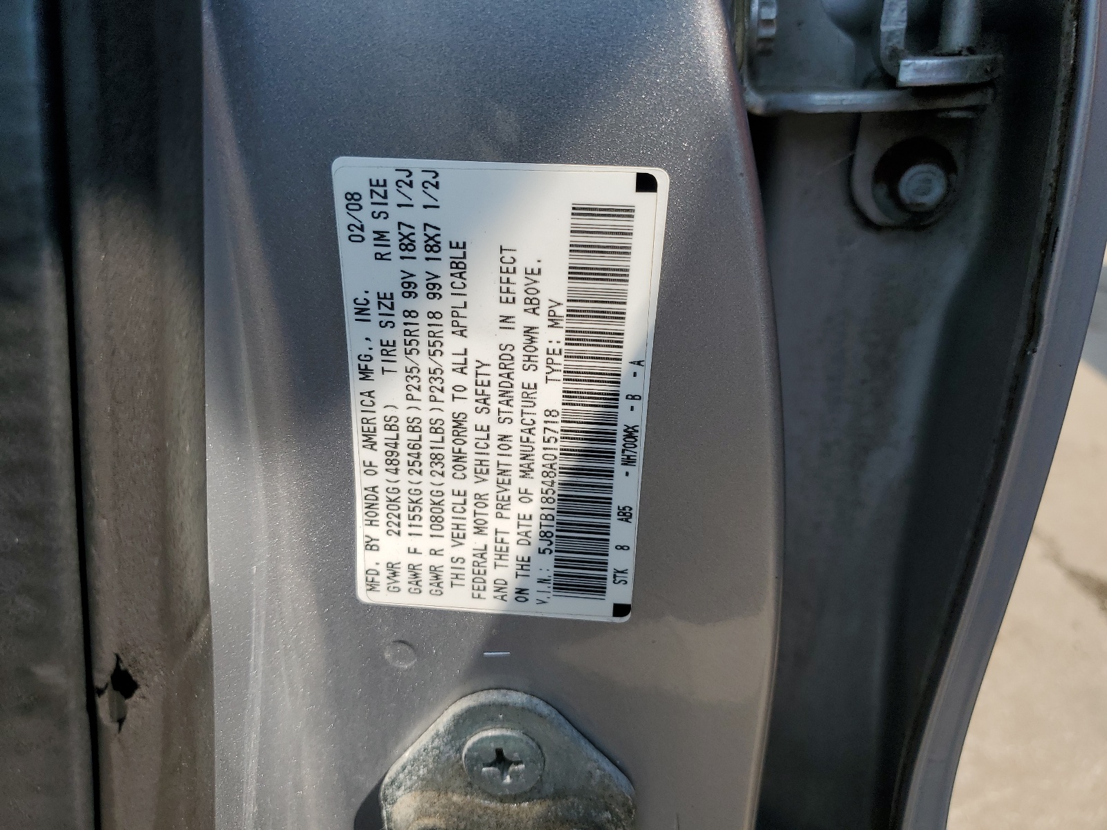 5J8TB18548A015718 2008 Acura Rdx Technology