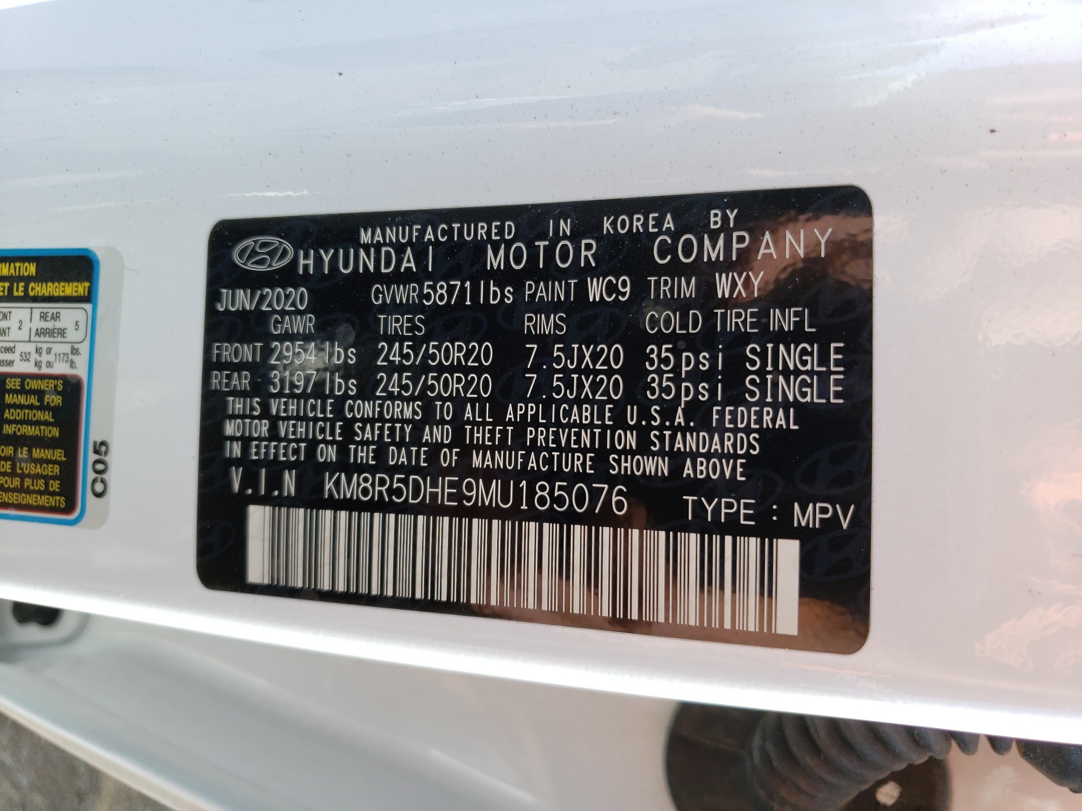 KM8R5DHE9MU185076 2021 Hyundai Palisade Limited