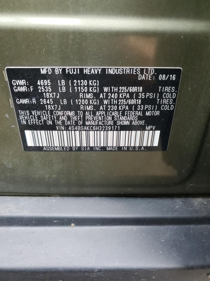 2017 Subaru Outback 2.5I Limited VIN: 4S4BSAKC6H3239171 Lot: 66857294