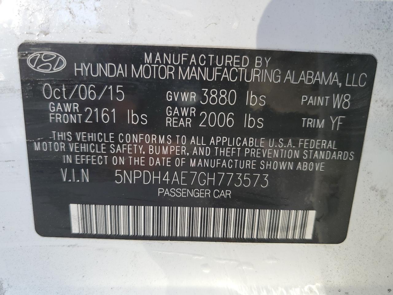 5NPDH4AE7GH773573 2016 Hyundai Elantra Se