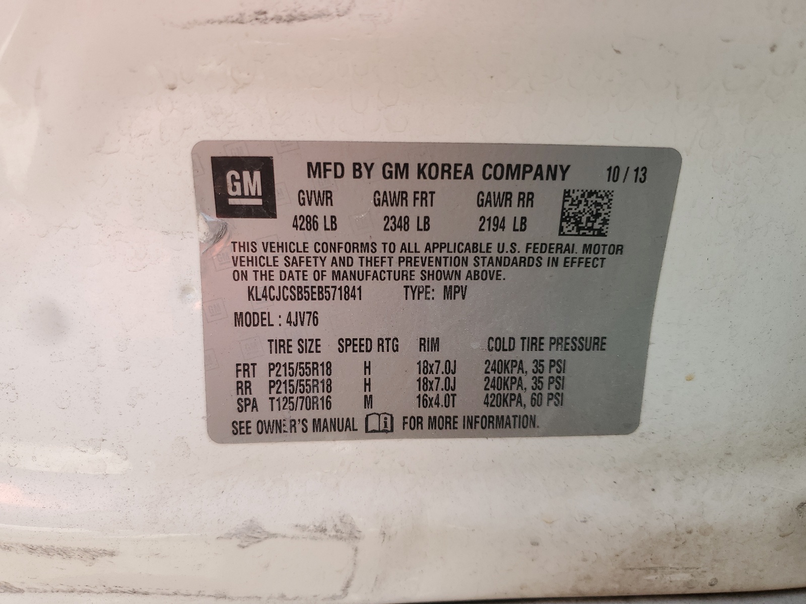 KL4CJCSB5EB571841 2014 Buick Encore