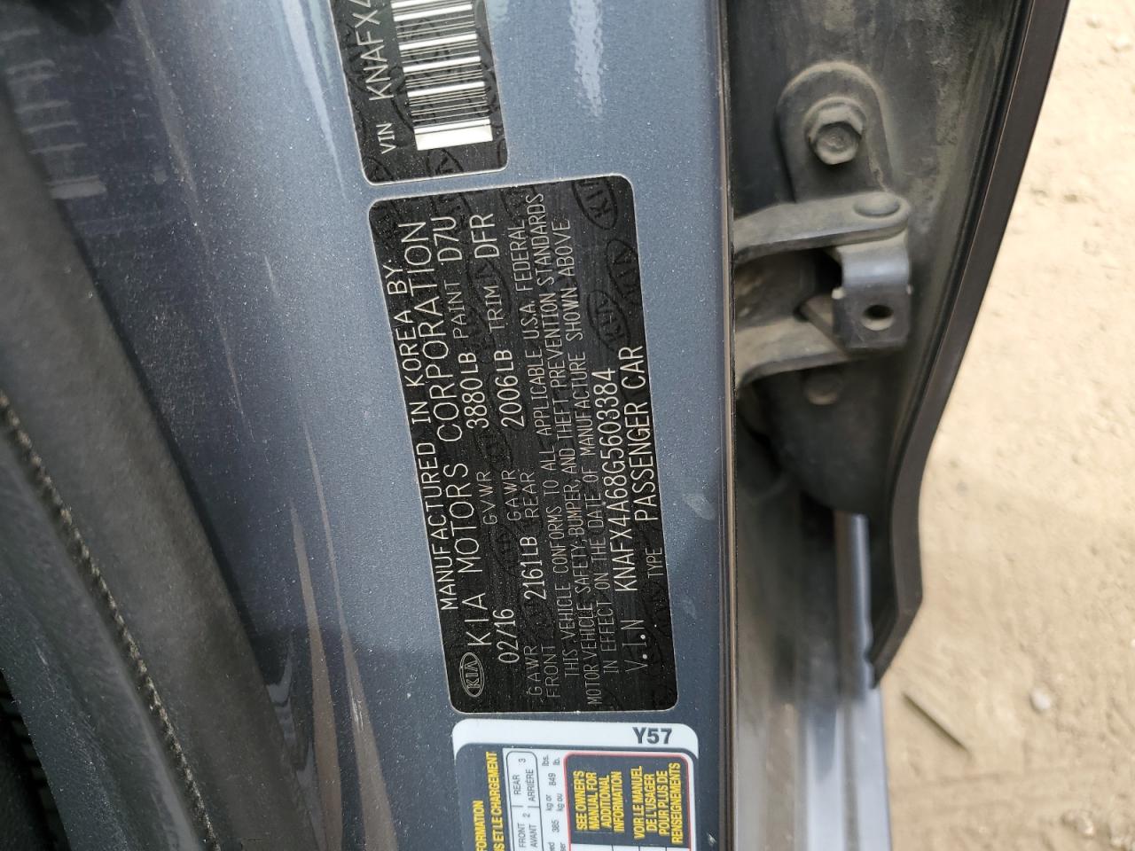 KNAFX4A68G5603384 2016 KIA FORTE - Image 12