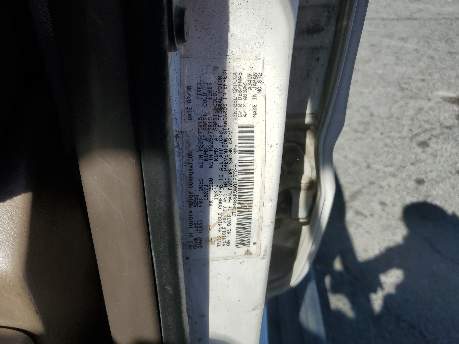 JT3HN86R9W0167589 1998 Toyota 4Runner Sr5