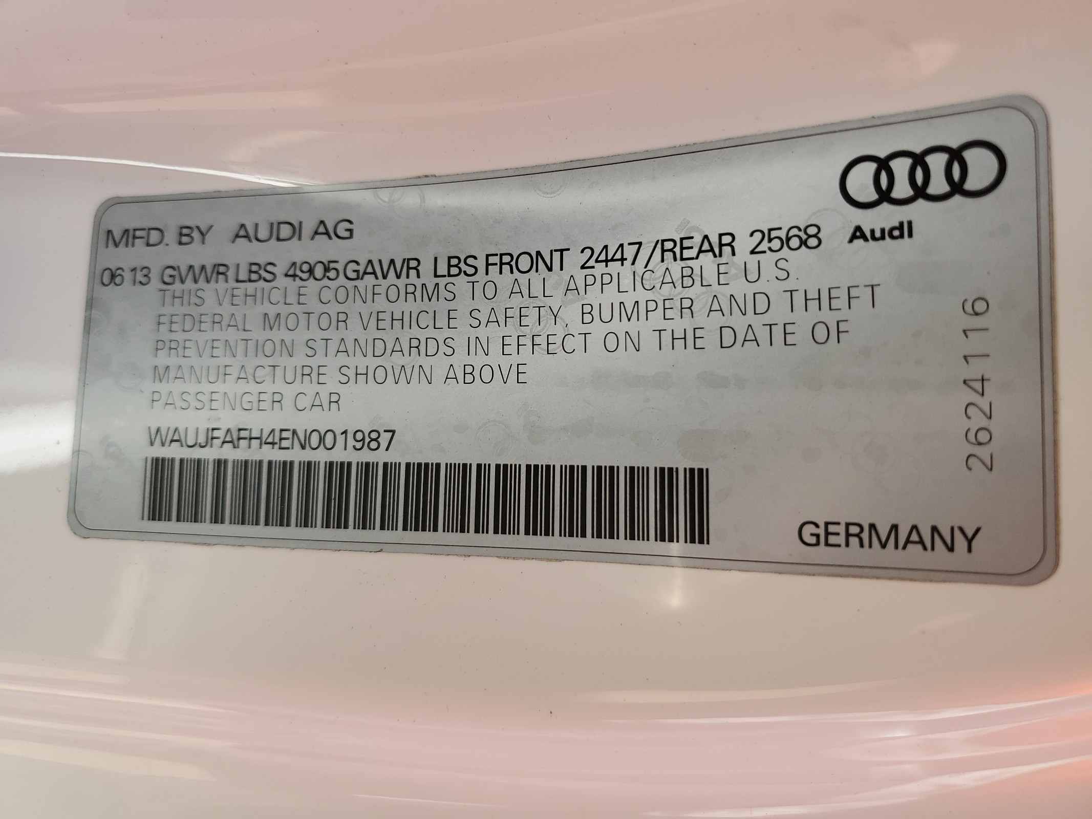 WAUJFAFH4EN001987 2014 Audi A5 Premium Plus