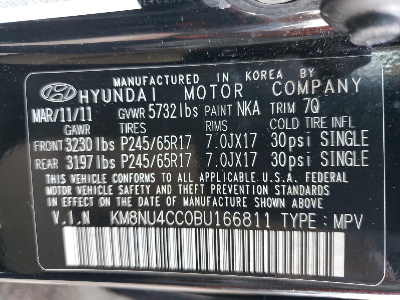 2011 Hyundai Veracruz Gls VIN: KM8NU4CC0BU166811 Lot: 64071474