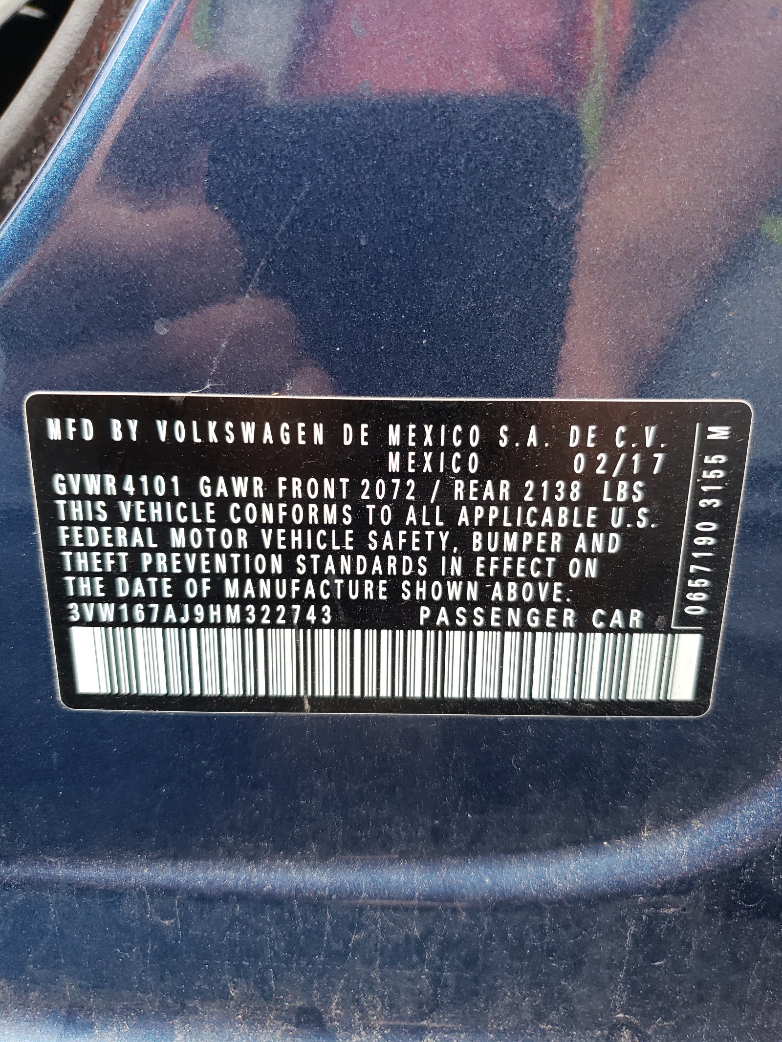 3VW167AJ9HM322743 2017 Volkswagen Jetta S