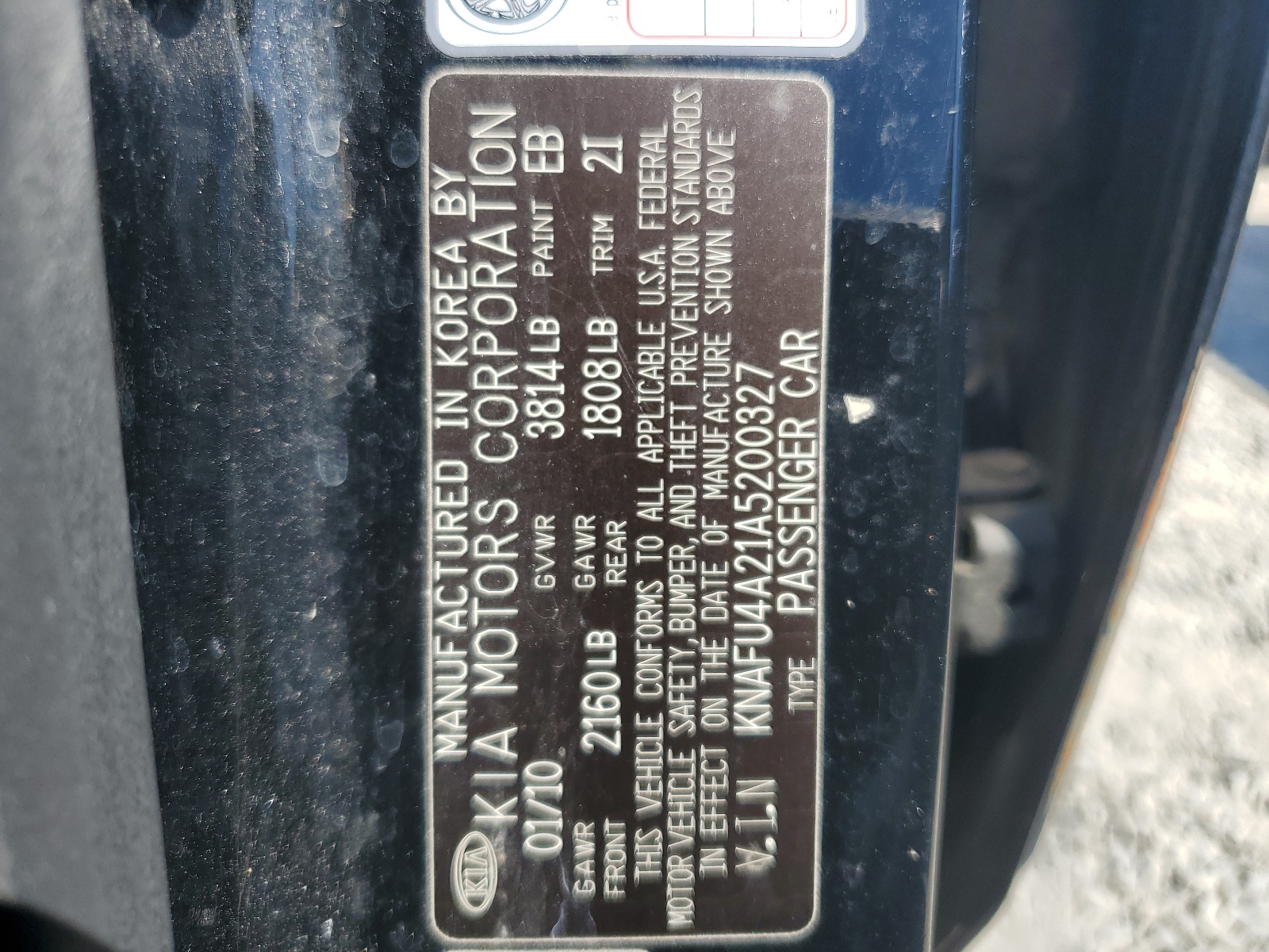 KNAFU4A21A5200327 2010 Kia Forte Ex