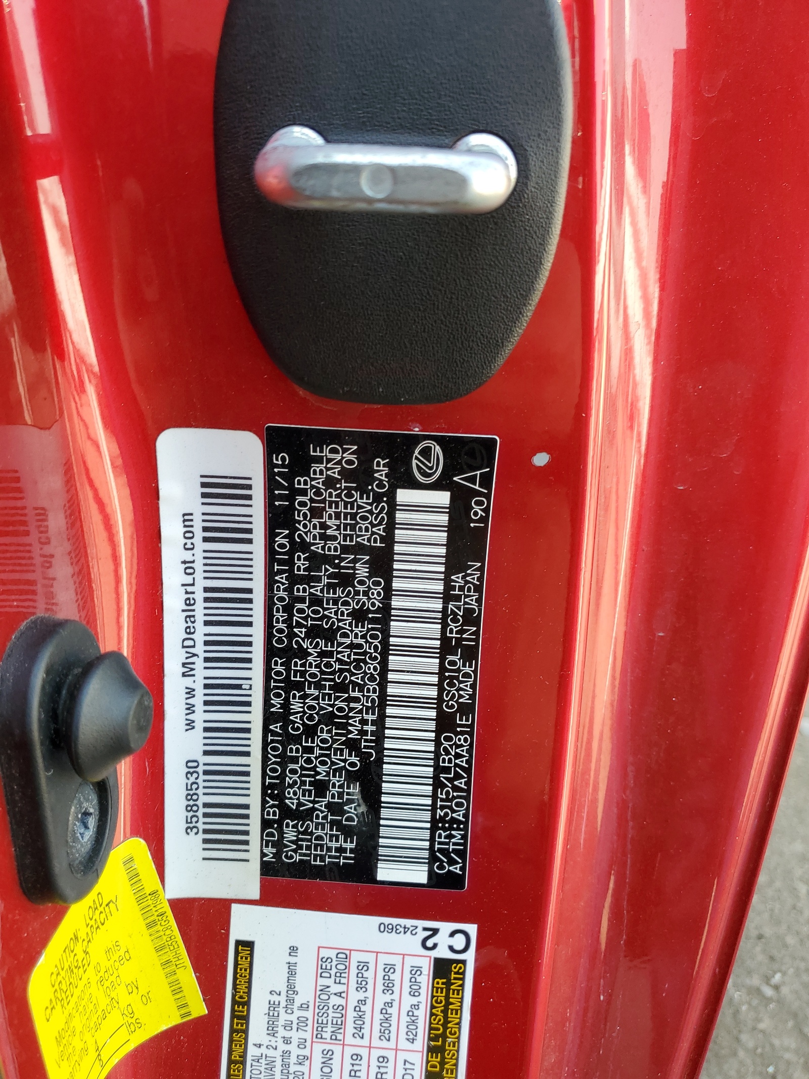 JTHHE5BC8G5011980 2016 Lexus Rc 350