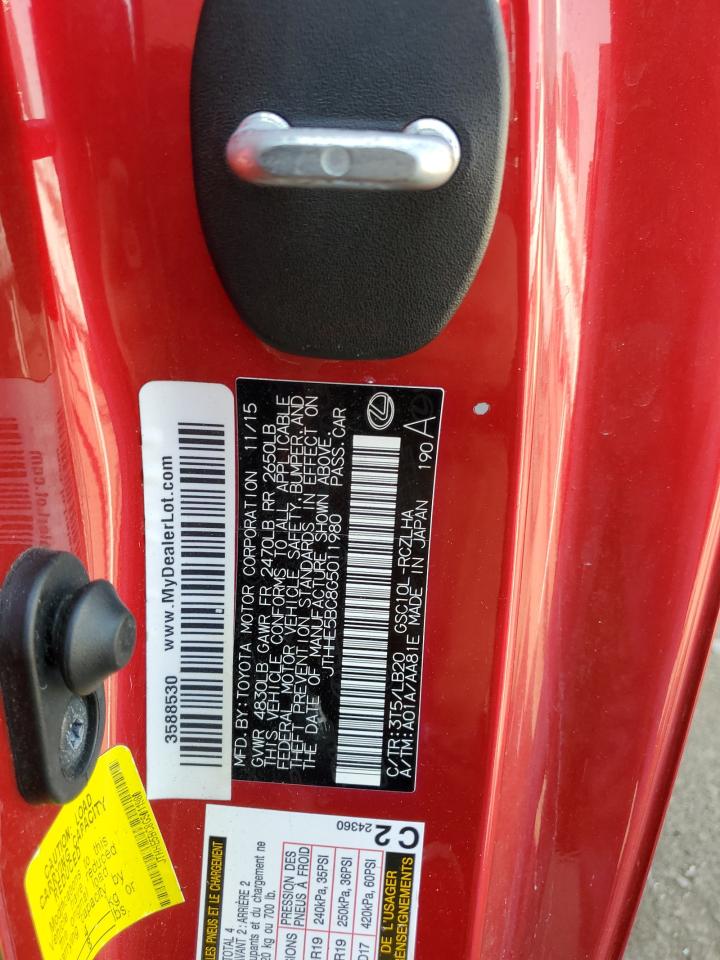 2016 Lexus Rc 350 VIN: JTHHE5BC8G5011980 Lot: 65680674