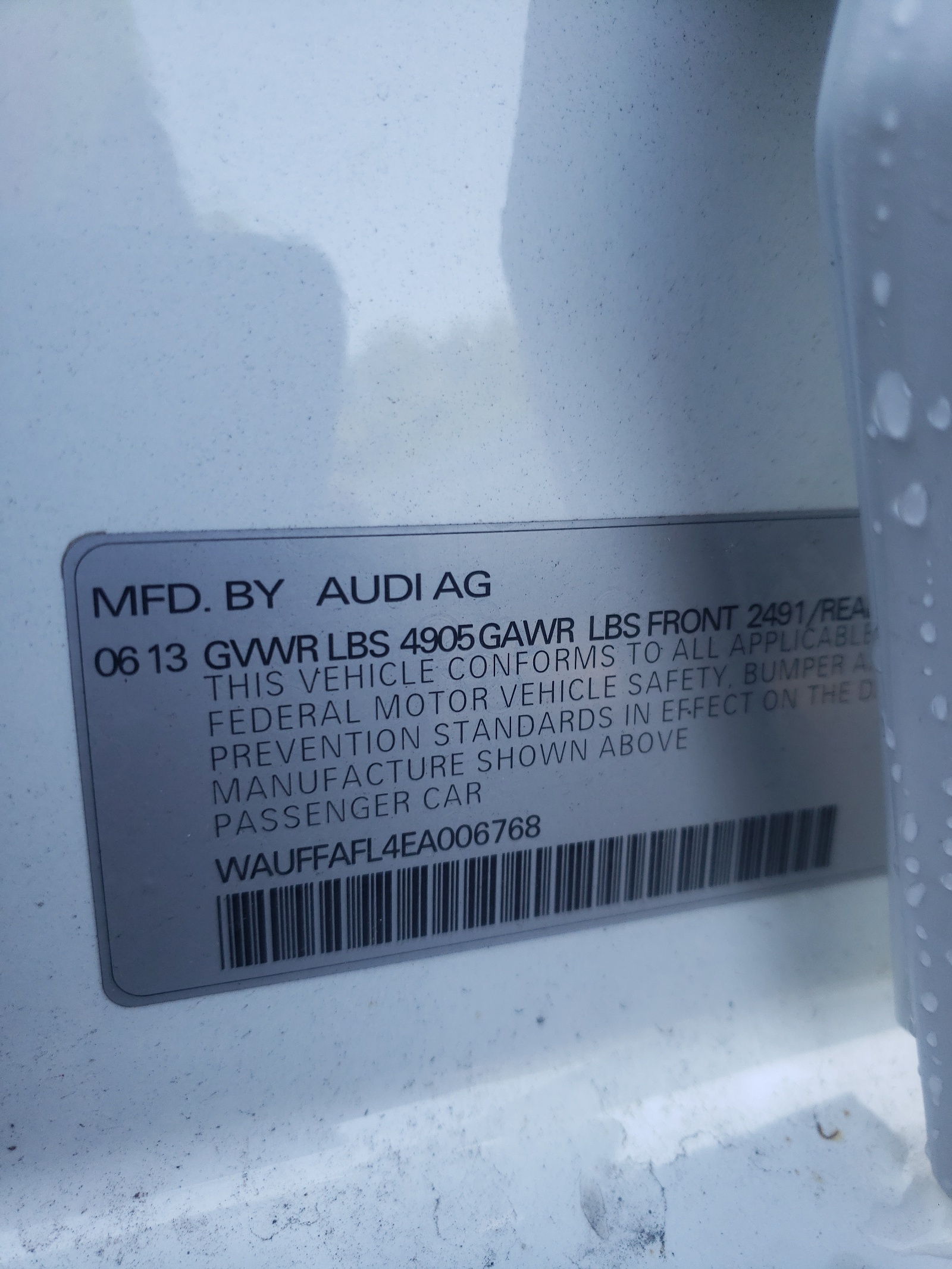 WAUFFAFL4EA006768 2014 Audi A4 Premium Plus