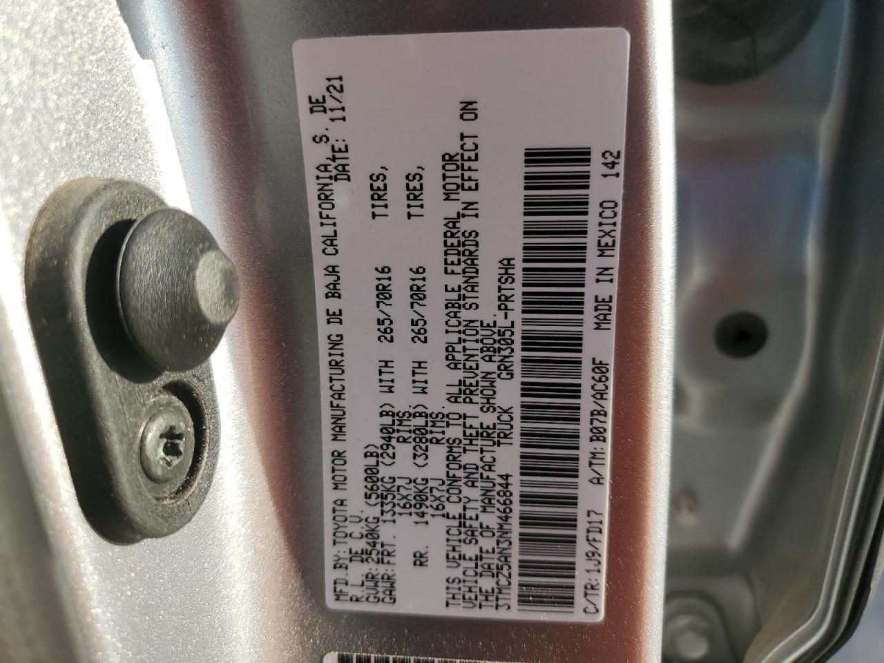 3TMCZ5AN3NM466844 2022 Toyota Tacoma Double Cab