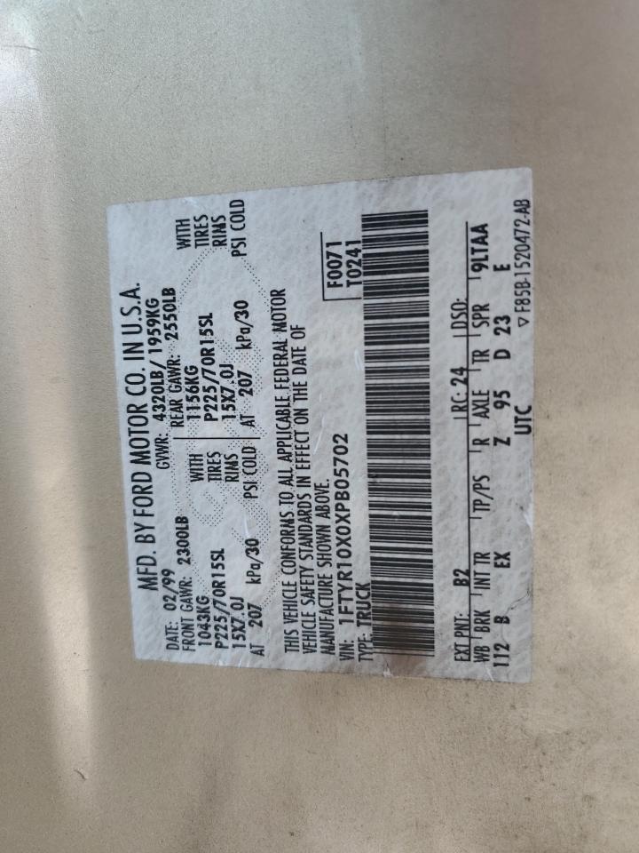 1999 Ford Ranger VIN: 1FTYR10X0XPB05702 Lot: 68061074