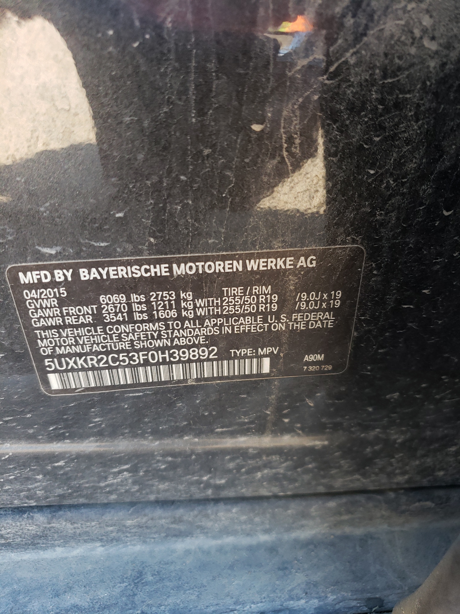 5UXKR2C53F0H39892 2015 BMW X5 Sdrive35I