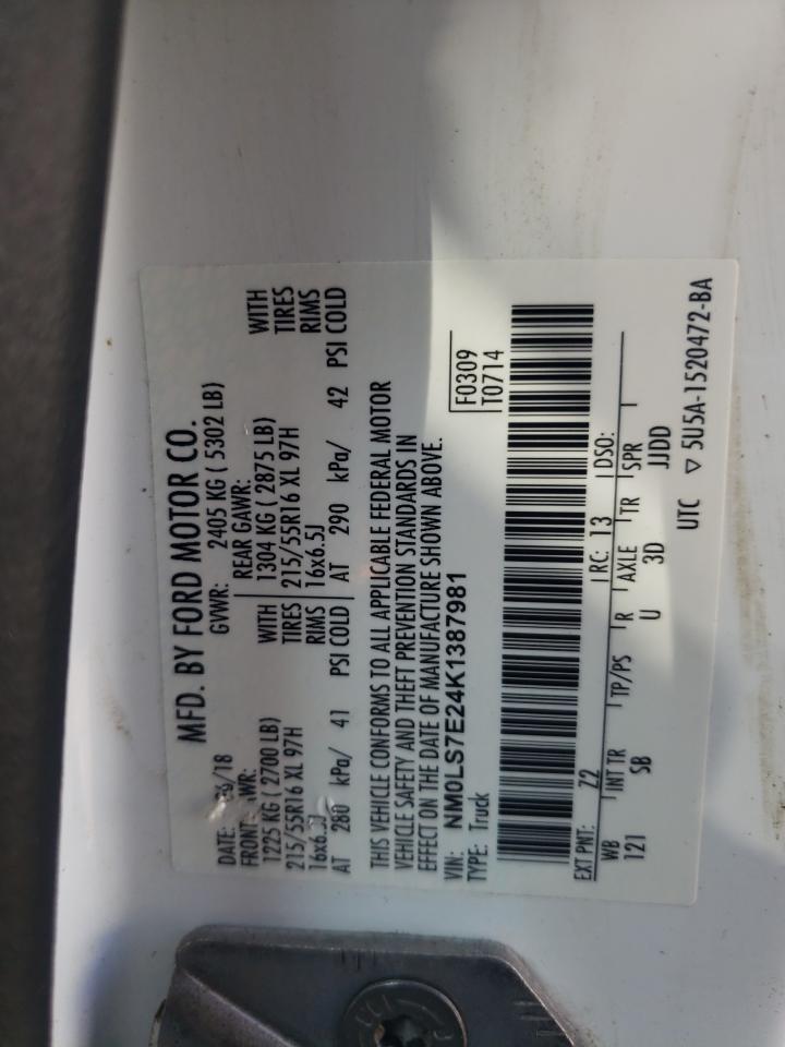 NM0LS7E24K1387981 2019 Ford Transit Connect Xl