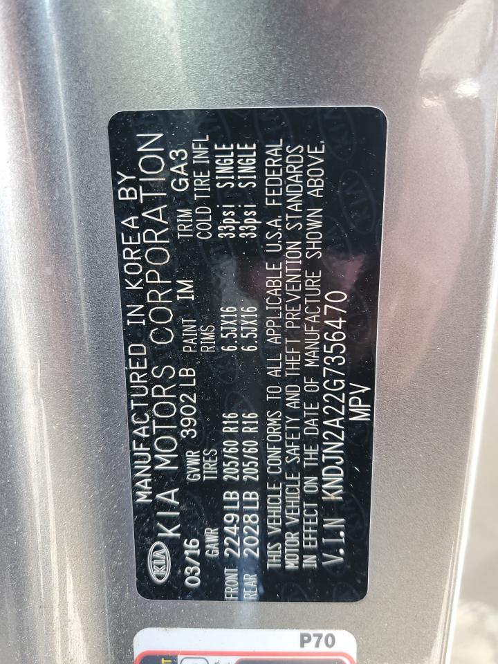 2016 Kia Soul VIN: KNDJN2A22G7356470 Lot: 65929874