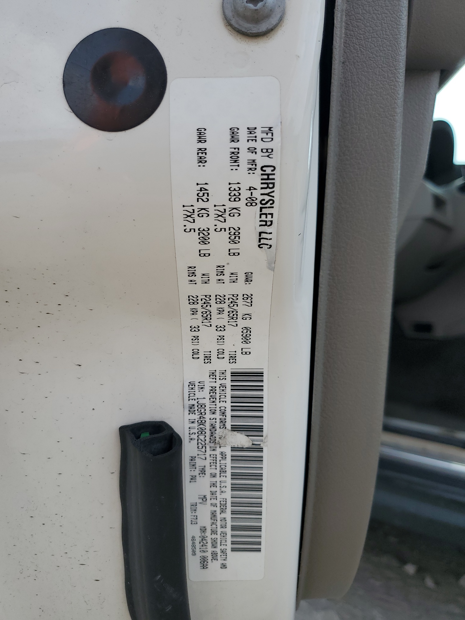 1J8GR48K08C225717 2008 Jeep Grand Cherokee Laredo