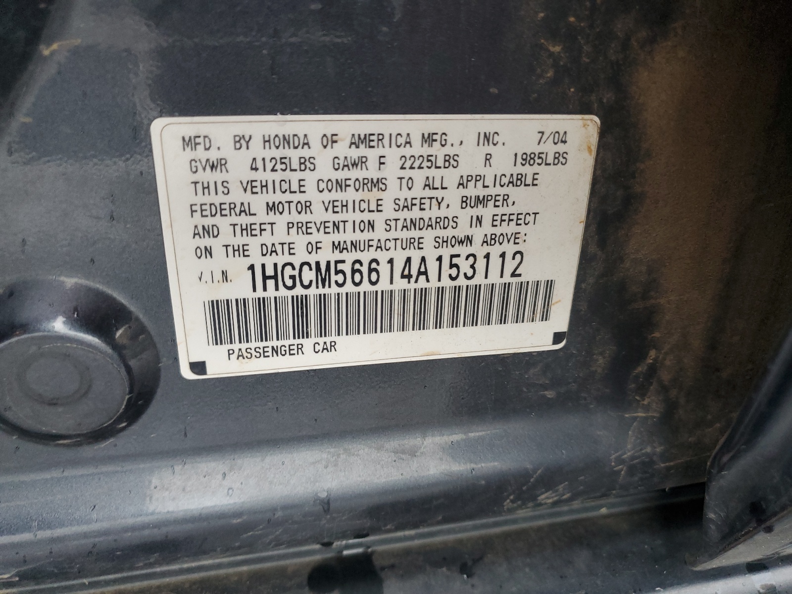 1HGCM56614A153112 2004 Honda Accord Ex