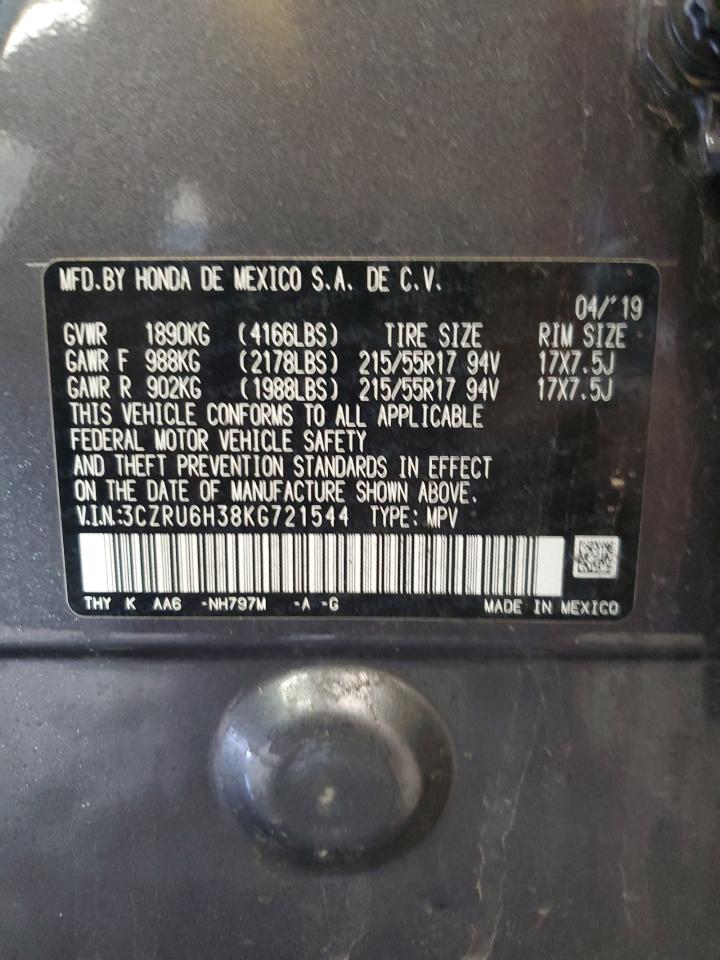 2019 Honda Hr-V Lx VIN: 3CZRU6H38KG721544 Lot: 65470444