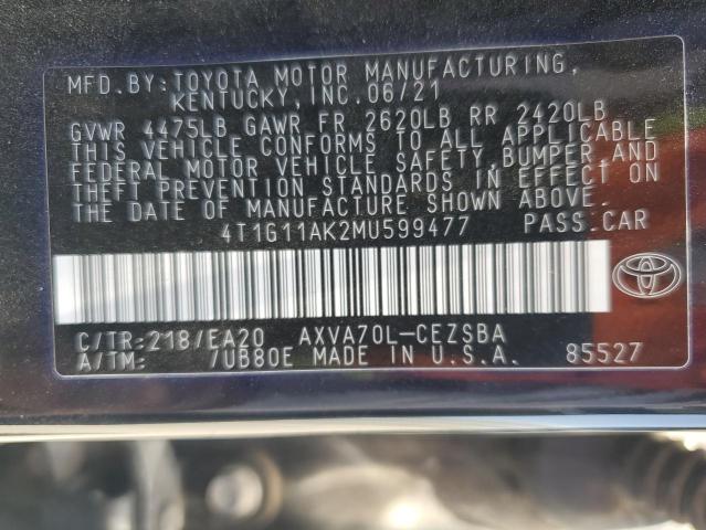 4T1G11AK2MU599477 Toyota Camry SE 13