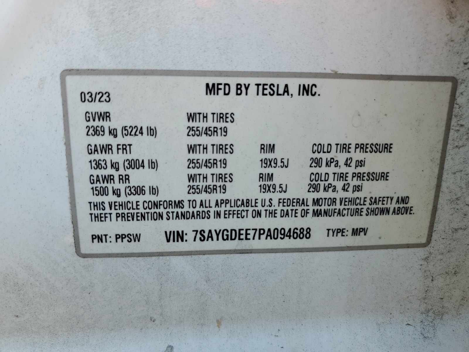 7SAYGDEE7PA094688 2023 Tesla Model Y