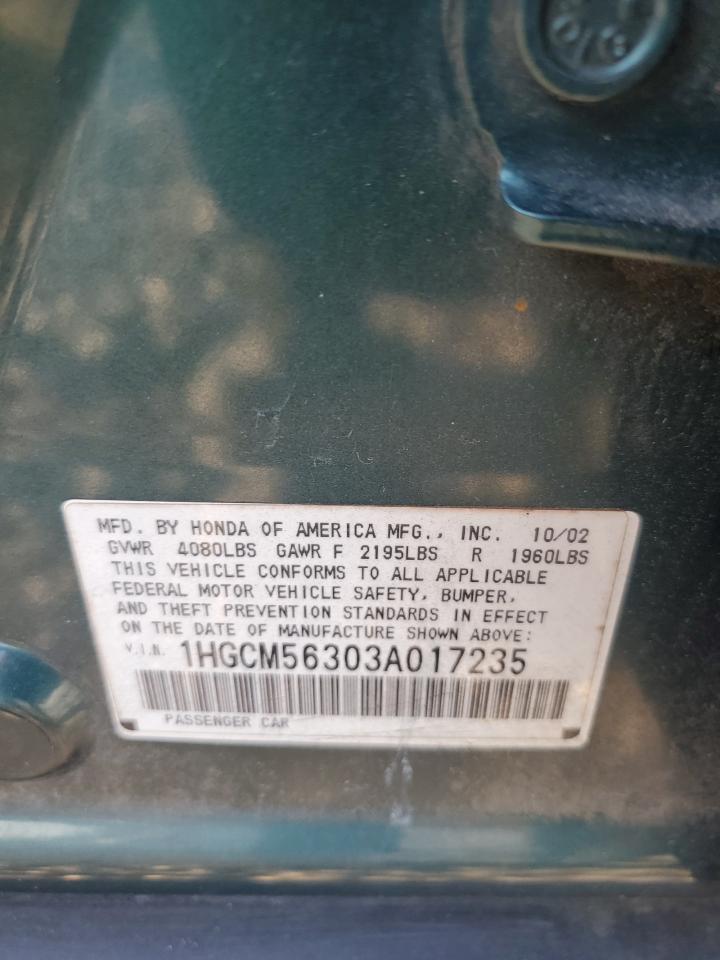 1HGCM56303A017235 2003 Honda Accord Lx