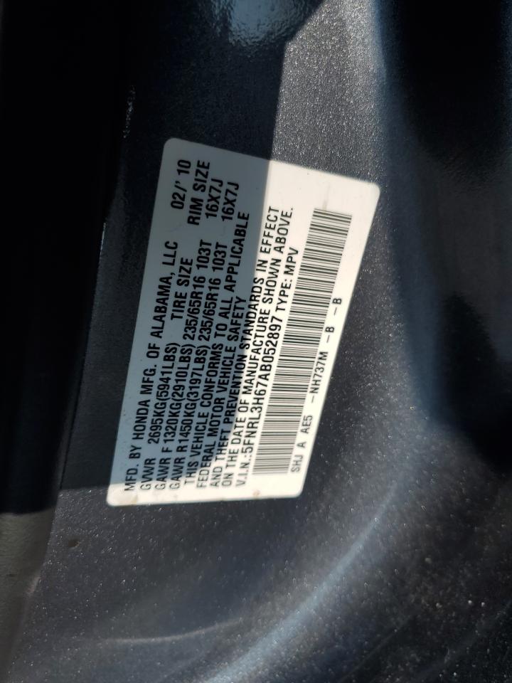 5FNRL3H67AB052897 2010 Honda Odyssey Exl