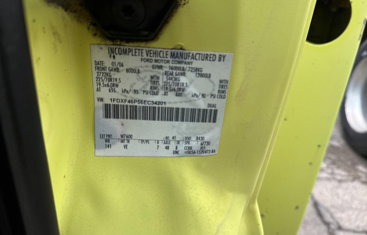 2006 Ford F450 Super Duty VIN: 1FDXF46P56EC34201 Lot: 70067234