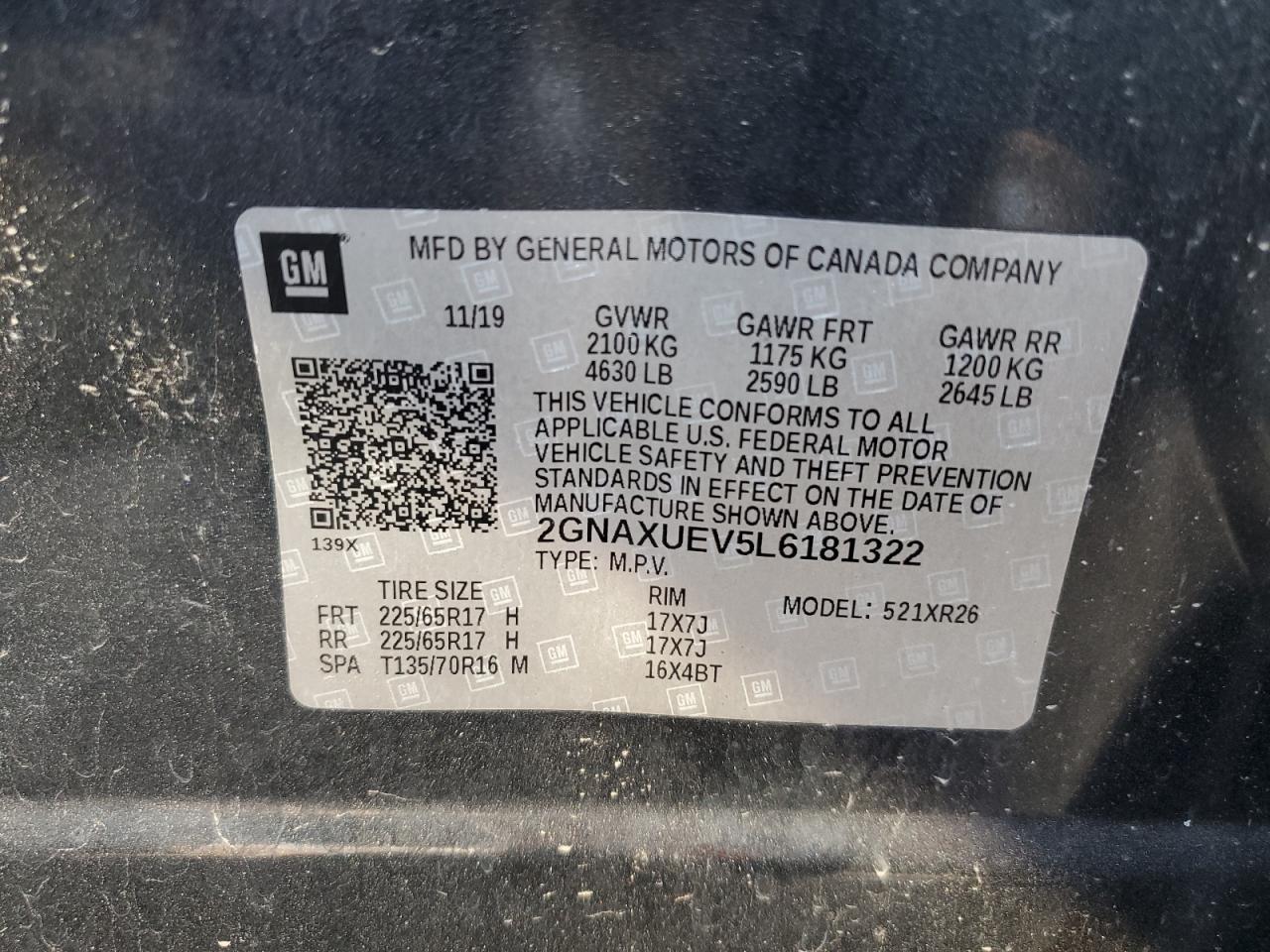 2GNAXUEV5L6181322 2020 CHEVROLET EQUINOX - Image 15