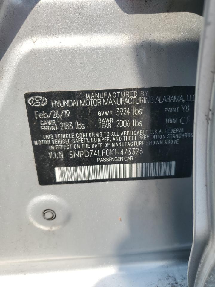 2019 Hyundai Elantra Se VIN: 5NPD74LF0KH473326 Lot: 64952344