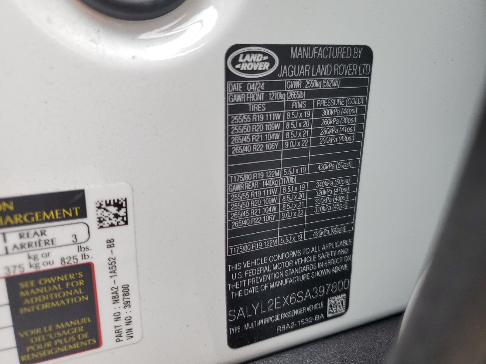 SALYL2EX6SA397800 2025 Land Rover Range Rover Velar Dynamic Se