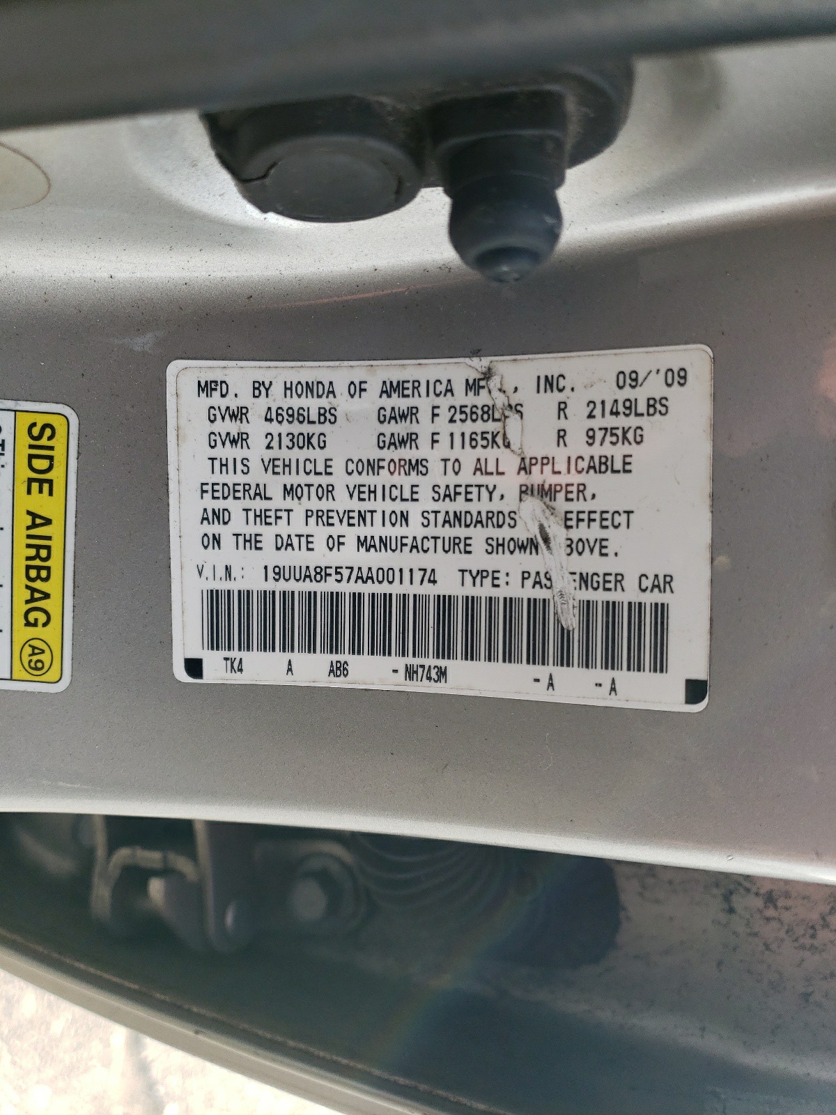 19UUA8F57AA001174 2010 Acura Tl